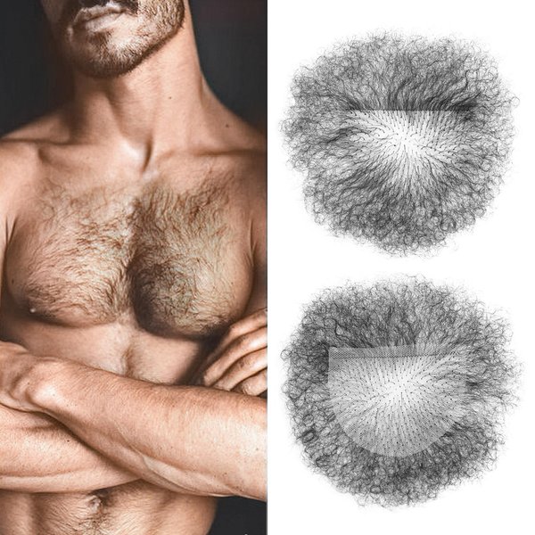 viviaBella Handmade Men Chest Hair Synthetic Hair Body Hair Adding Hair Volume Enhancement of Manliness (Style1, Natural Black)