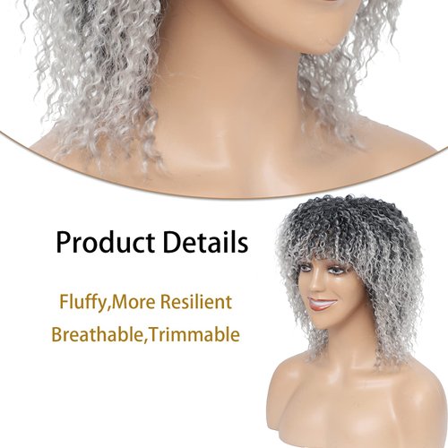 Elvirgel Short Wigs for Black Women Kinky Curly Wigs for Black Women Afro Wigs for Black Women Natural Hair Wigs for Black Women