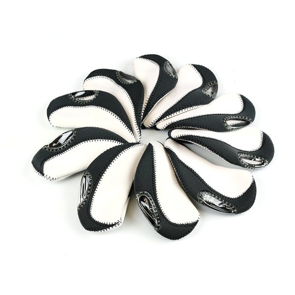 Scorpion Premium Golf Iron Club Head Covers Neoprene, Set of 10, White & Gray
