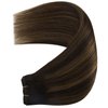 YoungSee Sew in Hair Extensions Brown Weft Hair Extensions Human Hair Dark Brown Mix Medium Brown Highlights Human Hair Weft Extensions Sew in Real Hair Extensions No Tangle 100G 22In