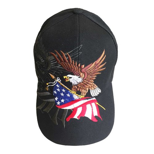 aesthetinc Patriotic American American Flag Design Baseball Cap with USA 3D Embroidery (Black)