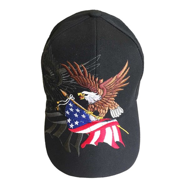 aesthetinc Patriotic American American Flag Design Baseball Cap with USA 3D Embroidery (Black)