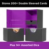 Durable Double Deck Box with Dice Tray - MTG Deck Box Commander Friendly - Protects 200+ Double Sleeved Cards - Designed for MTG Commander Deck Box with Sideloading Card Trays (Purple Fire)