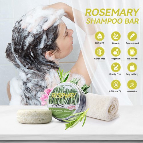 Hotiary Rosemary Hair Shampoo Bar, Deep Cleansing for Hair & Scalp Hair Loss Rosemary Shampoo Soap, Organic Rosemary Shampoo Bar Oil Control, 0 Silicone Oil