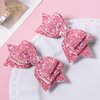 Glitter Pink Hair Bows 4inch Shiny Sequins Bowknot Alligator Clips Barrettes Pins for Toddler Teens Baby Girls Kids Birthday Wedding Party Dress Decor Accessory Valentines Gift