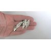 Small tiny lite silver metal filigree hair pin alligator clip barrette for fine (Clip quantity: 2 clips, Pattern: Barrette)
