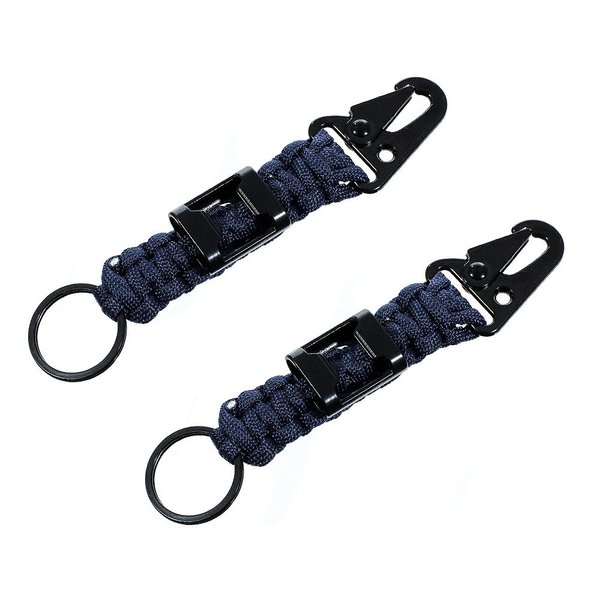 Paracord Planet Handwoven Paracord Keychain with Carabiner and Bottle Opener - 2 Pack (Navy)