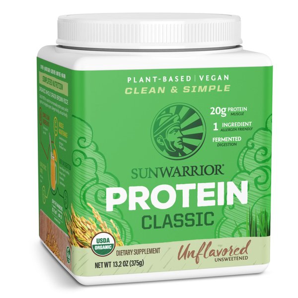 Brown Rice Protein Powder with Bcaa & Amino Acids Raw Rice Protein Shake Gluten Free Low Carb Dairy Free | Plant Based Classic Sprouted Brown Rice Protein Powder Natural 375g by Sunwarrior