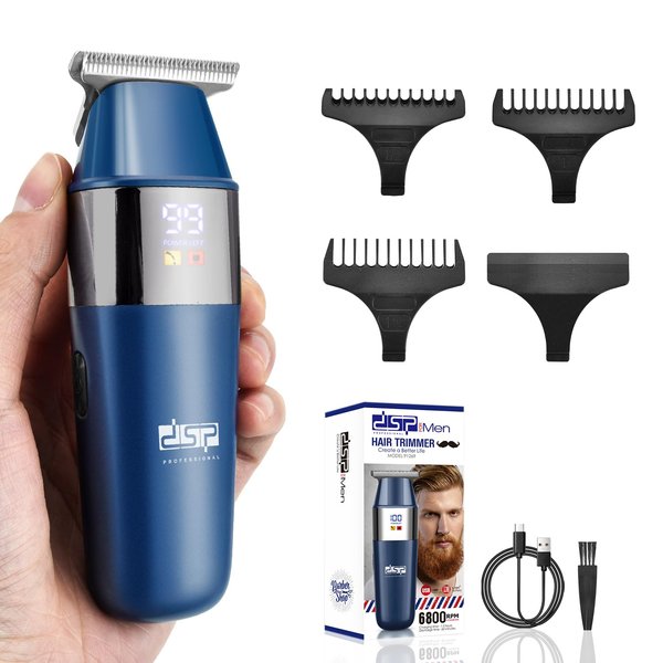DSP Peanut Cordless Trimmer for Men: High-Speed 6800RPM, Ideal for Beard, Neck & Hair, with LED, Fast Charge 1.5Hrs, 60Min Use, Travel Friendly (Blue)