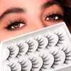 Veleasha Manga Lashes Natural Look 3D False Eyelashes 6 Pairs Pack Wispy & Lightweight Anime Lashes (9-13mm)