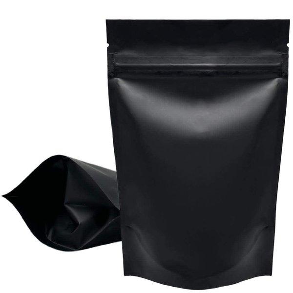 100PCS Resealable Smell Proof Stand Up and Flat Bags Aluminum Foil Pouch Bag 4 x 6 and 6 X 9 Inches Reclosable Mylar Ziplock Bag Food Storage Grip Seal Wrap (Black Stand UP, 4X6 Inch)