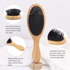 SIXPLUS Bamboo Hair Brush For Women Men Natural Bamboo Paddle Detangling Hairbrush For Thick Curly Thin Long Short Wet/Dry Hair Smoothing Massaging Scalp