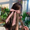 Atoden Hair Bows 4Pcs Silky Satin Hair Ribbons Cute Coquette Bows Oversized Long Tail Bow Hair Barrettes Metal Clips Bowknot Hair Accessories for Women Teen Girl Gifts Trendy Stuff Beige Pink Purple