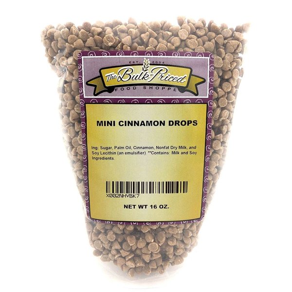 Mini Cinnamon Drops, Bulk Size, Baking Chips (1 lb. Resealable Zip Lock Stand Up Bag)