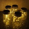 6 Pack Mason Jar Lights, 10 LED Solar Warm White Fairy String Lights Lids Insert for Garden Deck Patio Party Wedding Christmas Decorative Lighting Fit for Regular Mouth Jars