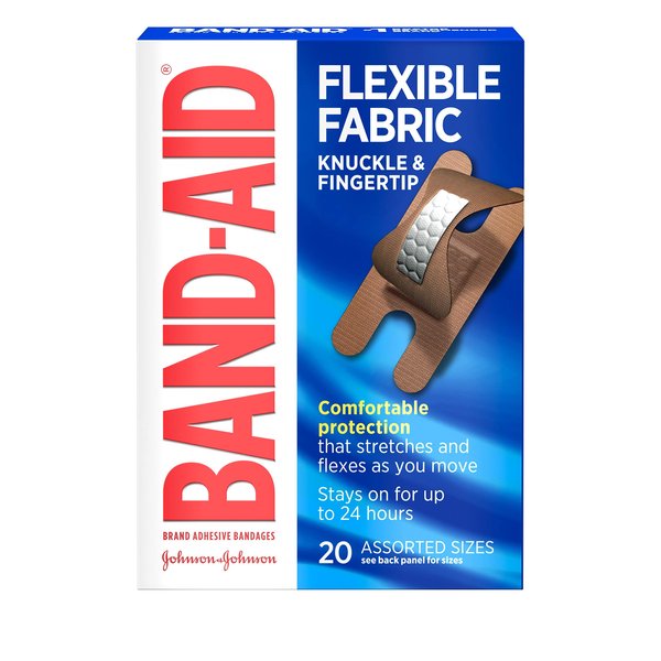 Band-Aid Brand Flexible Fabric Adhesive Bandages for Wound Care and First Aid, Finger and Knuckle, 20 ct