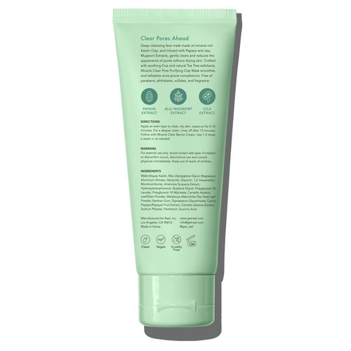 Rael Blackhead Remover, Miracle Clear Clay Mask - Exfoliating Face Wash, Pore Minimizer, Gentle, Hydrating, with Tea Tree, Vegan, Cruelty Free (100 ml, 3.4 fl oz)