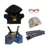 niannyyhouse 20cm Plush Doll Clothes Black Forest Set Knitted Cap Scarf Glasses Hoodie Overalls Doll Accessories Dress Up (20cm)