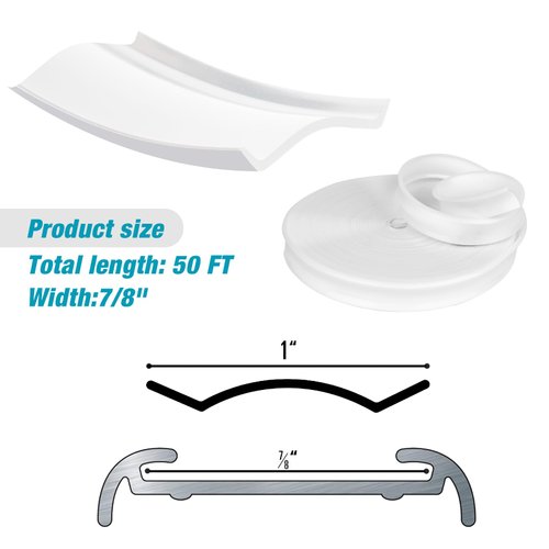 upuuup 1" Vinyl Insert Trim Body Molding Insert Trim Screw Cover Trim Fits for RV Camper Travel Trailer (50FT-White)