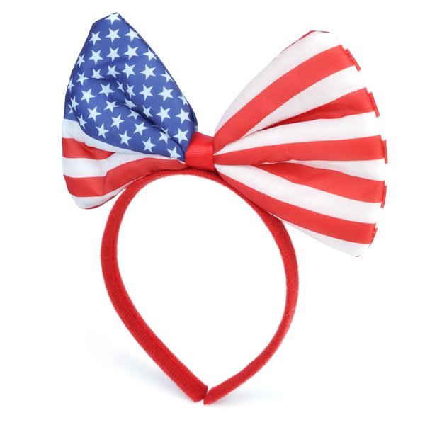 Needzo 4th of July Headband, American Flag Bow Hair Accessory, Patriotic, One Size