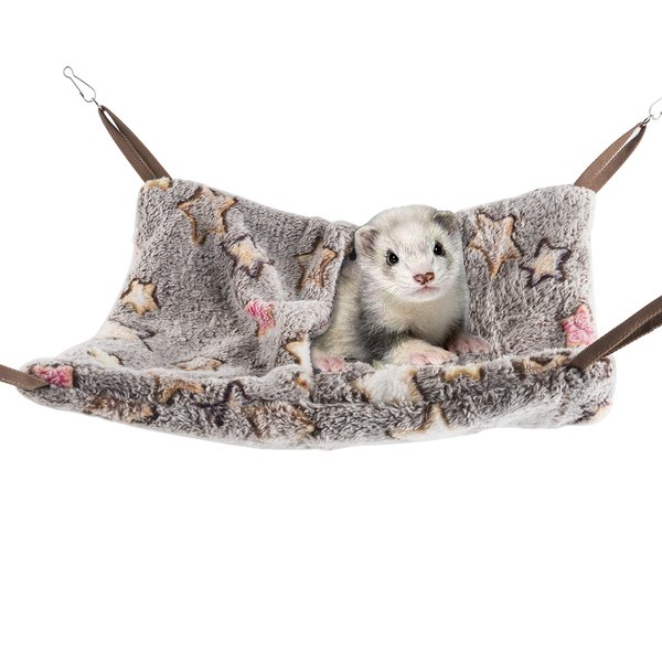 Niteangel Hanging Hammock Nap Sack Swing Bag Pet Sleeper for Ferret Rat Sugar Glider and Other Small Animals (Cream, Star)