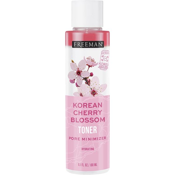 FREEMAN Beauty Makeup Remove Witch Hazel Toner for Face, Hydrating Korean Cherry Blossom, Pink, 6.1 Fl Oz