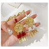Lantern Light Tassel Hairpins Hair Stick Chinese Coiled Hair Antique Hair Pin Hair Accessories for Women 1 PC Red Bead