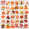 Partywind 408 PCS Thanksgiving Temporary Tattoos for Kids Gifts, Individually Cut Tattoo Stickers for Fall Autumn Party Supplies Favors Decorations, Thanksgiving Games Toys for Boys and Girls