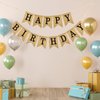 Burlap Happy Birthday Banner - Pre-Strung Reusable Party Decoration with 13 Flags, Waterproof Bunting for Women, Men, Kids, Adults - Backdrop Sign for Birthdays Celebrations (Black Letters)