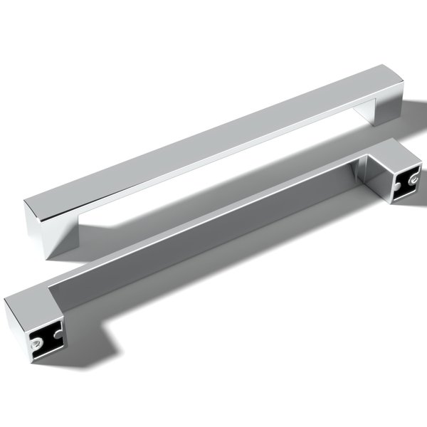 monti hardware | 5 Pack Polished Chrome 7.5 Inch Hole Center | Solid Metal Cabinet Handles Bathroom Home Decor Drawer Pulls | Stainless Metal Kitchen Cabinet Handles | Leone Collection