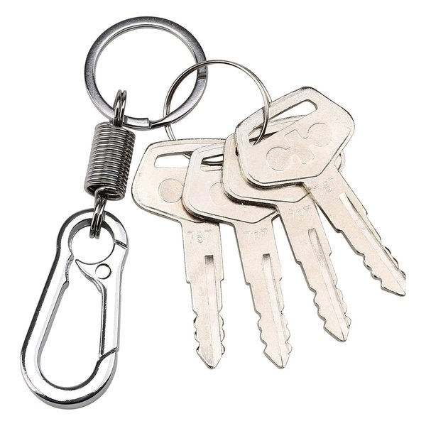 10L0L 4PCS 787 Ignition Keys with Keychain for Heavy Equipment Excavator Backhoe Dozer Komatsu, Kalmar, Dressta, Sakai