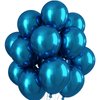 Chrome Blue Balloons 12 Inch, Double-Layered Metallic Light Blue Balloons, Shiny Thick Chrome Metallic Light Blue Latex Helium Balloons for Birthday Wedding Graduation Party Decoration Supplies