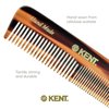 Kent A OT Fine and Wide Tooth Pocket Comb, Fine Wide Teeth Dresser Comb For Hair,Beard and Mustache,Coarse and Fine Hair Grooming Comb for Men,Women and Kids. Saw Cut Hand Polished.Handmade in England