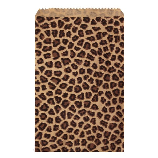 Ikee Design 200 Pcs of 6" X 9" Flat Plain Prints Paper or Patterned Kraft Bags for Candy, Cookies, Merchandise, Party Favors, Gift Bags, Small Paper Bags, Leopard Pattern