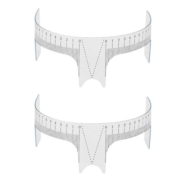 2PCS 8Inch Clear Plastic Tattoo Ruler Eyebrow Ruler Eyebrow Positioning Measure Tool for Tattoo Makeup