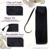 LaaVoo Clip in Ponytail Hair Extensions Human Hair Natural Black Ponytail Human Hair Wrap Around Hair Extensions #1 Jet Black Short Ponytal Extension Human Hair 12 Inch 70g