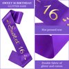 Semato Sweet 16 Party Decorations Set - Purple 16th Birthday Crown and Sweet 16 Sash Glitter Kit for Girls Birthday Happy Birthday Girl Tiara Birthday Party Supplies and Favors