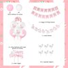 Swan Birthday Party Decorations, Swan Princess Party Decorations Banner White Pink Swan Balloon Cake Cupcake Topper Balloon for Girl Birthday Party Baby Shower