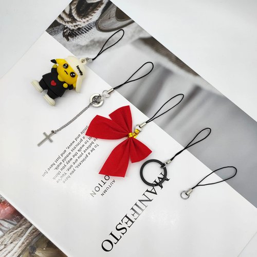 BlingKingdom 100pcs Hand Wrist Strap Lanyard Cell Phone Split Ring Strap Detachable Phone Ring Strap Phone Charm Cords DIY Lanyard Decorations for Hanging Charms USB Drive Keychain - Black