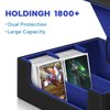 Lalasu Card Deck Box for Trading Cards, 1800+ Trading Card Storage Case, PU Leather Magnetic Closure Commander Deck Fit for YuGiOh, MTG and Sport TCG Gift for Card Collector (Black&Blue)