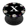 Cell Phone Pop Out Holder,Black White Daisy Flower Letter X PopSockets Grip and Stand for Phones and Tablets