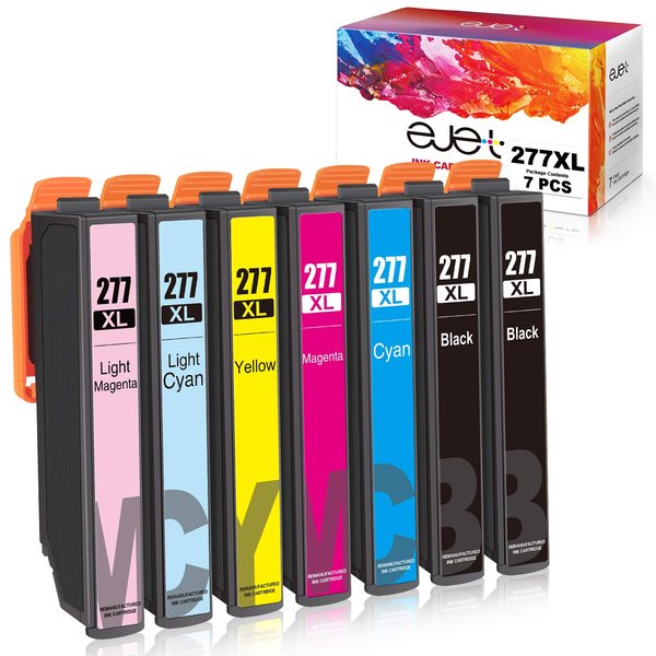 Remanufactured Ink Cartridge Replacement for Epson 277XL Ink Cartridges T277XL to use with XP-960 XP-970 XP-850 XP-860 XP-950 Printer(2 Black, 1 Cyan, 1 Magenta, 1 Yellow,1 Light Cyan,1 Light Magenta)