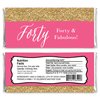 Big Dot of Happiness Chic 40th Birthday - Pink and Gold - Candy Bar Wrappers Birthday Party Favors - Set of 24