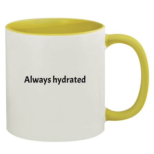 Molandra Products Always Hydrated - 11oz Ceramic Colored Inside & Handle Coffee Mug, Yellow