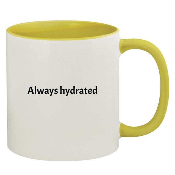 Molandra Products Always Hydrated - 11oz Ceramic Colored Inside & Handle Coffee Mug, Yellow