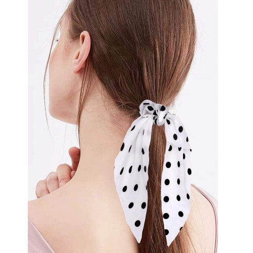DINPREY 10 Pcs Floral Print Hair Scrunchies Silk Satin Scarf Hair Ties Chiffon Floral Scarf Scrunchie Ponytail Holder with Bows Dot Flower Pattern Scrunchy (10 pcs Combination-A)