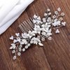 Catery Flower Bride Wedding Hair Comb Silver Rhinestones Hair Side Comb Bridal Hair Clips Hair Accessories for Women and Girls