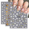 Flower Nail Art Stickers 5D Embossed Cute Bee Nail Decals Spring Daisy Nail Design Fall Flowers Nail Art Decoration Self-Adhesive Nail Supplies for Women Girls Manicure Accessories, 3pcs
