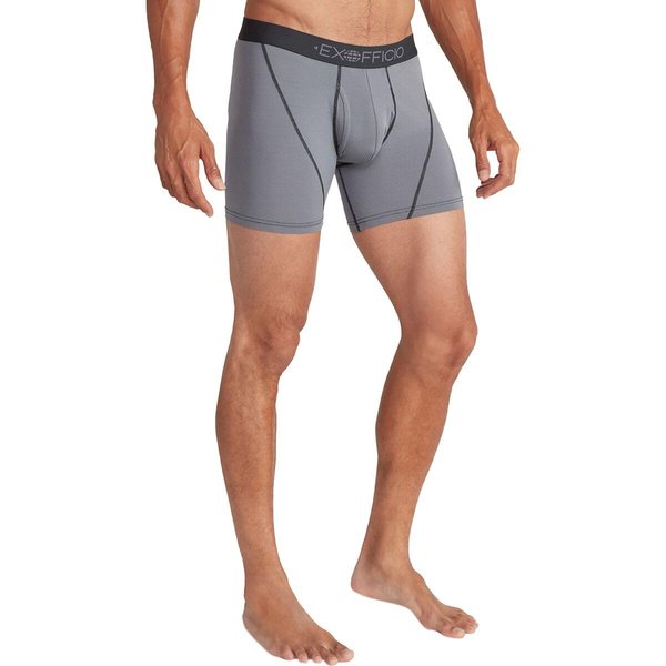 ExOfficio Men's Give-N-Go Sport Mesh 2.0 Boxer Brief 6inch, Steel Onyx/Black, Small