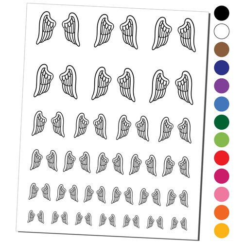 Angel Bird Wings Temporary Tattoo Water Resistant Fake Body Art Set Collection - Black (One Sheet)